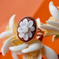 Floral Cameo Ring, made in Italy, birth flower ring, handmade ring, waterproof jewelry, unique handmade gift for daughter, 18K gold ring