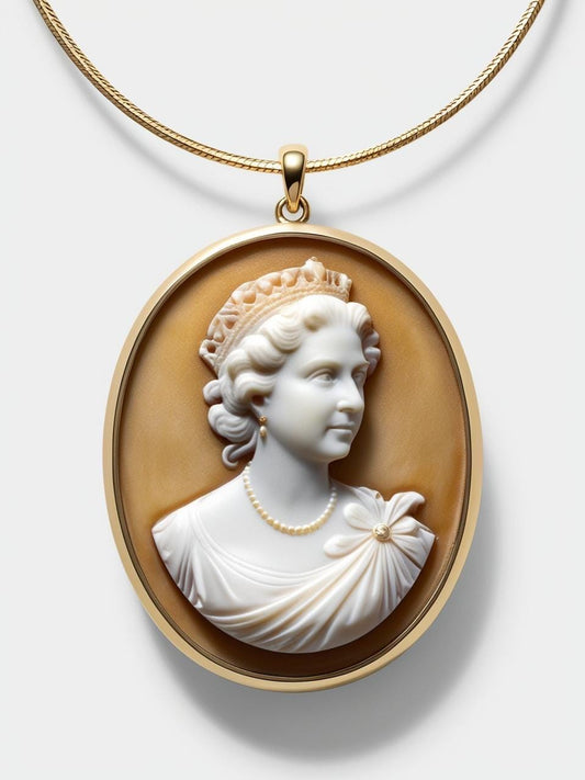 Queen Elizabeth cameo necklace, fall wedding jewelry, bridal necklace, wedding gift, genuine Italian cameo, vitage necklace, made in Italy