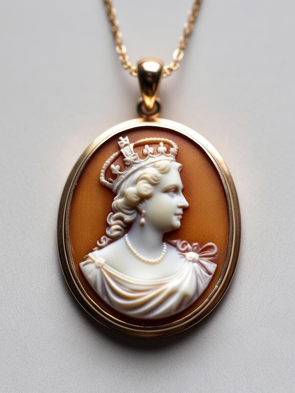 Queen Elizabeth cameo necklace, fall wedding jewelry, bridal necklace, wedding gift, genuine Italian cameo, vitage necklace, made in Italy