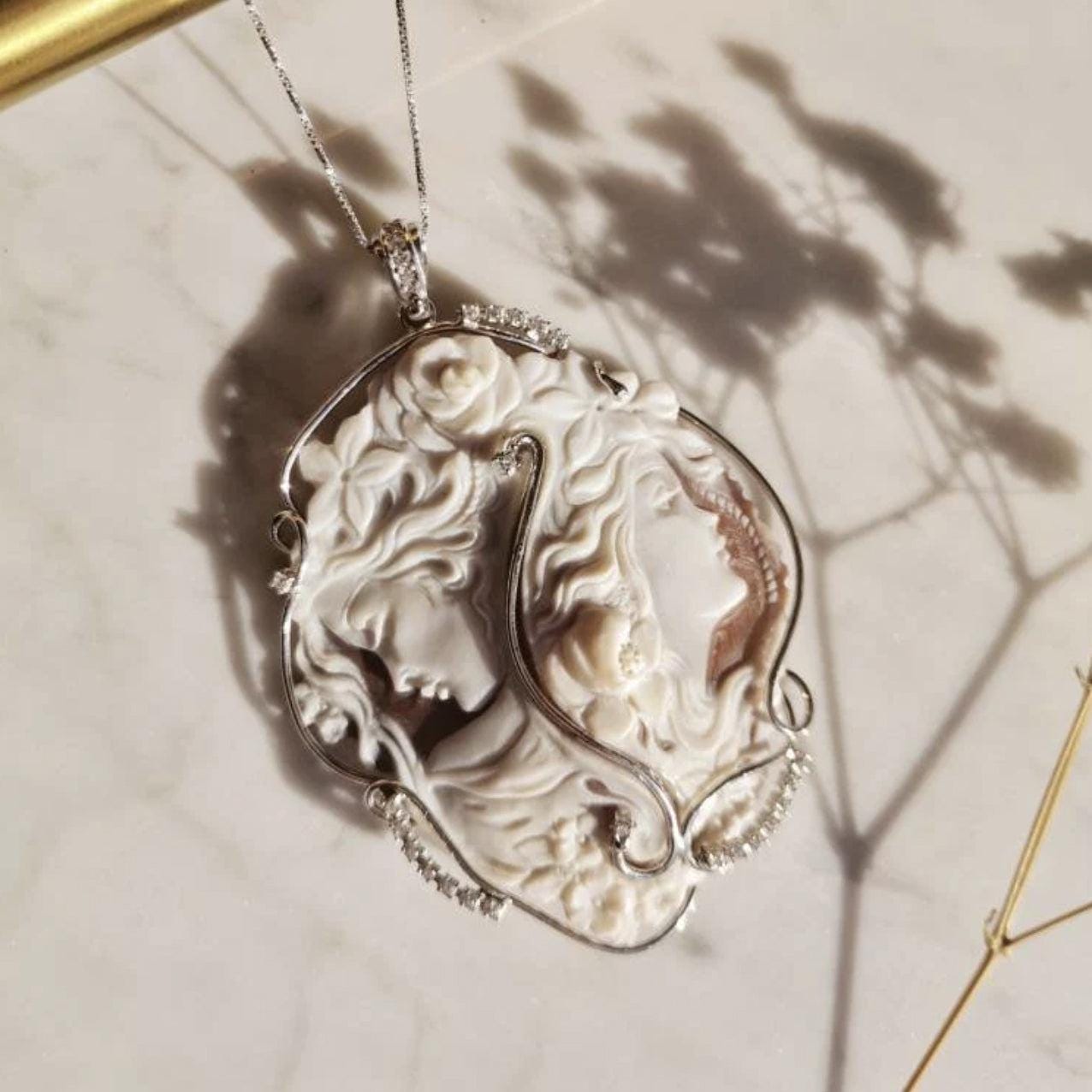 Genuine cameo jewelry necklace, made in Italy, silver sterling 925, personal gift for her, bridal wedding jewelry, personalised jewelry, mom