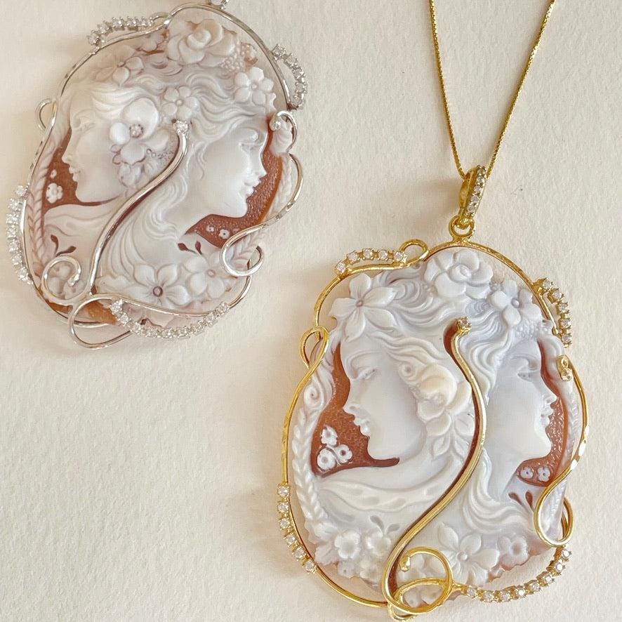 Genuine cameo jewelry necklace, made in Italy, silver sterling 925, personal gift for her, bridal wedding jewelry, personalised jewelry, mom