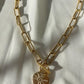 cable link chain necklace, pearl pendant, 18k gold necklace, waterproof golden necklace, link chain necklace, toggle clasp link chain, mom