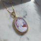 Charming cameo necklace, 18k gold, lady in vintage hat, mom, silver sterling 925, made in Italy, gift for her, hat lover, cameo necklace
