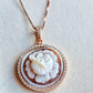Cameo rose Necklace, handmade jewelry, rose gold cameo, unique wedding anniversary gift, made in Italy, rose pendant, cameo jewelry, mom