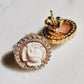 Handmade Cameo 18k gold earrings, anniversary, wedding gift, made in Italy, rose theme, minimalist golden earrings, personalised jewelry set