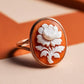 Rose Cameo Ring, trending 2025, gifts under 100, unique handmade gift for daughter, 18K gold ring, mom gift, waterproof jewelry, ring, mom