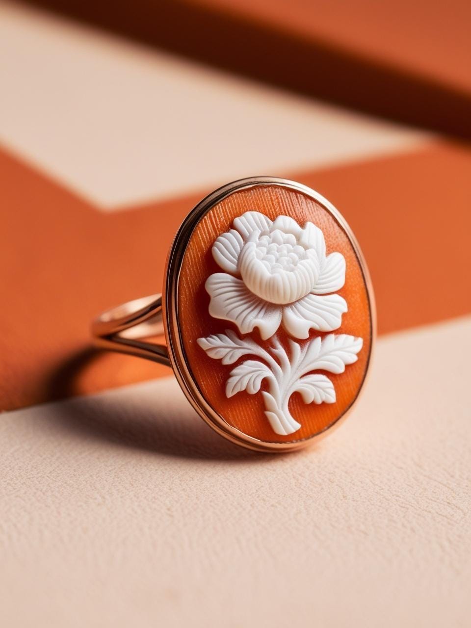 Rose Cameo Ring, trending 2025, gifts under 100, unique handmade gift for daughter, 18K gold ring, mom gift, waterproof jewelry, ring, mom