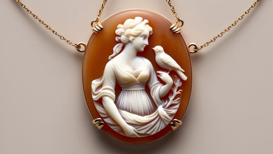 Lady and bird cameo necklace, personalised gift for her, bridal necklace, wedding, genuine Italian cameo, jewelry gift set, vintage cameo