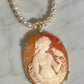 Lady and bird cameo necklace, personalised gift for her, bridal necklace, wedding, genuine Italian cameo, jewelry gift set, vintage cameo