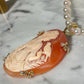 Lady and bird cameo necklace, personalised gift for her, bridal necklace, wedding, genuine Italian cameo, jewelry gift set, vintage cameo