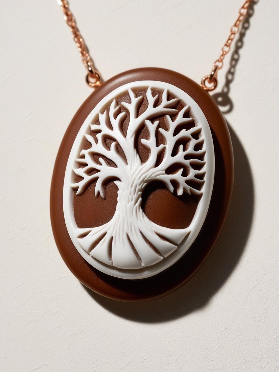 Tree of Life cameo necklace, art deco jewelry, bridal necklace, wedding gift, genuine Italian cameo, vitage necklace, 18K gold plated, mom
