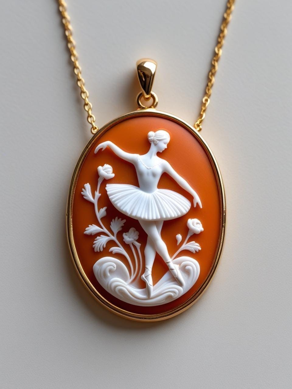 Ballerina Cameo Necklace, handmade gift, 18K Gold Plated, Gift for her, dancer jewelry, feminine art, gift for daughter, made in Italy, mom