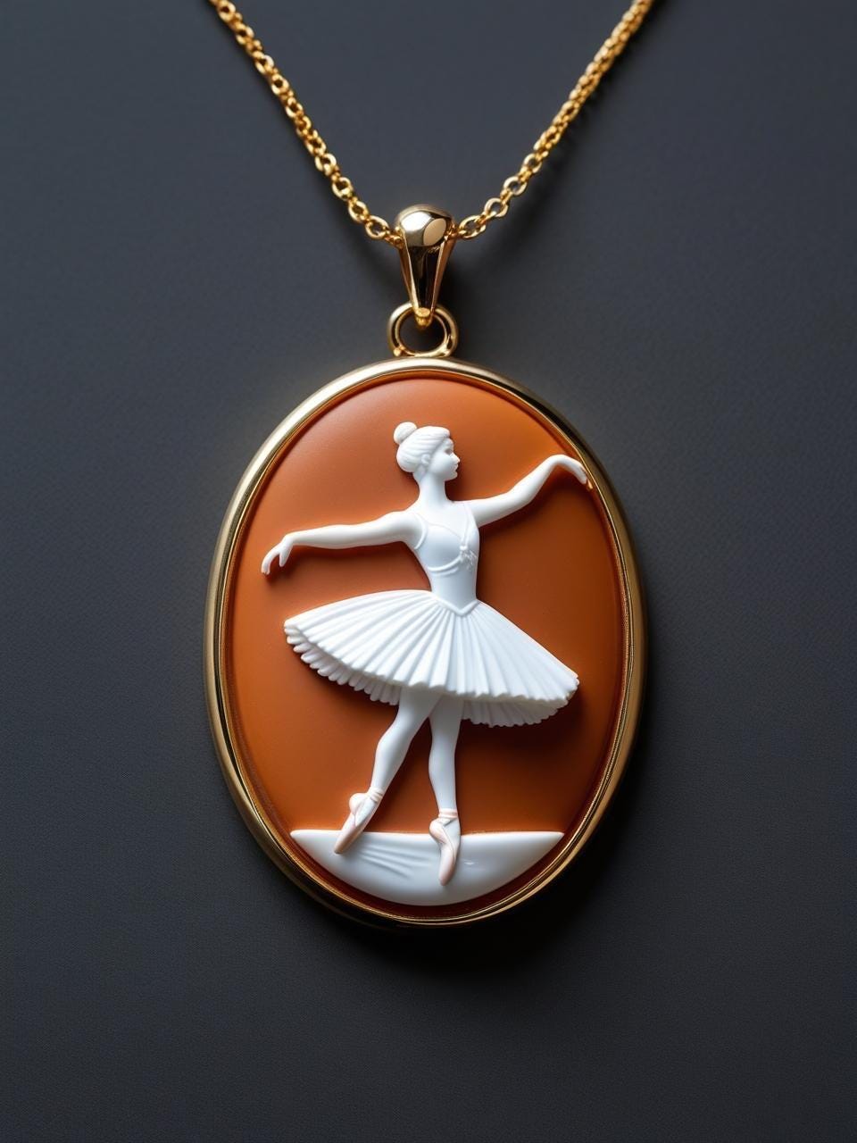 Ballerina Cameo Necklace, handmade gift | 18K Gold Plated Sterling Silver | Gift for her | dancer jewelry | feminine art | daughter gift
