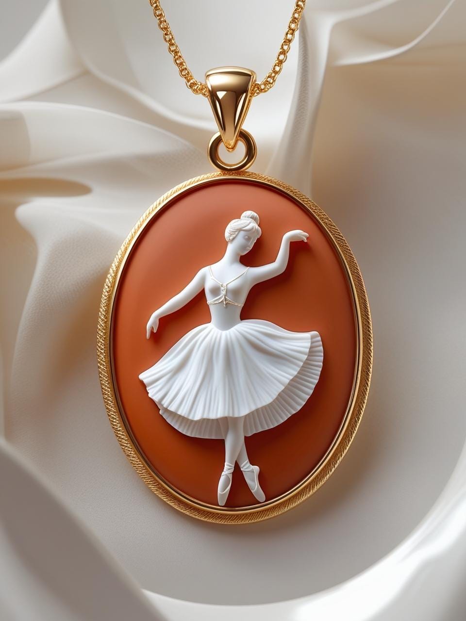 Ballerina Cameo Necklace, handmade gift | 18K Gold Plated Sterling Silver | Gift for her | dancer jewelry | feminine art | daughter gift