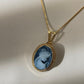 Blue cameo set, 18K gold necklace, cameo jewelry, made in Italy, gift for her, cameo ring, cameo set, cameo necklace, waterproof jewelry