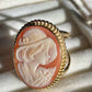 18k Gold Cameo Ring, made in Italy, adjustable ring, statement ring, sea shell cameo, camée, vintage hat, unique gift for her, FREE SHIPPING