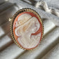 18k Gold Cameo Ring, made in Italy, adjustable ring, statement ring, sea shell cameo, camée, vintage hat, unique gift for her, FREE SHIPPING