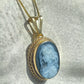 Blue cameo necklace, 18k gold, silver sterling, made in Italy, gift for her, bridal jewelry, Italian cameo, agate cameo necklace, birthday