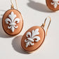 Fleur de Lis earrings, cameo drop earrings, 18K gold earrings, anniversary gift, bridal jewelry, made in Italy, custom unique gift, camée