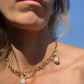 Choaker charm necklace, cable link chain necklace, flower cameo pendant, floral charm, 18k gold necklace, waterproof necklace, layered neckl
