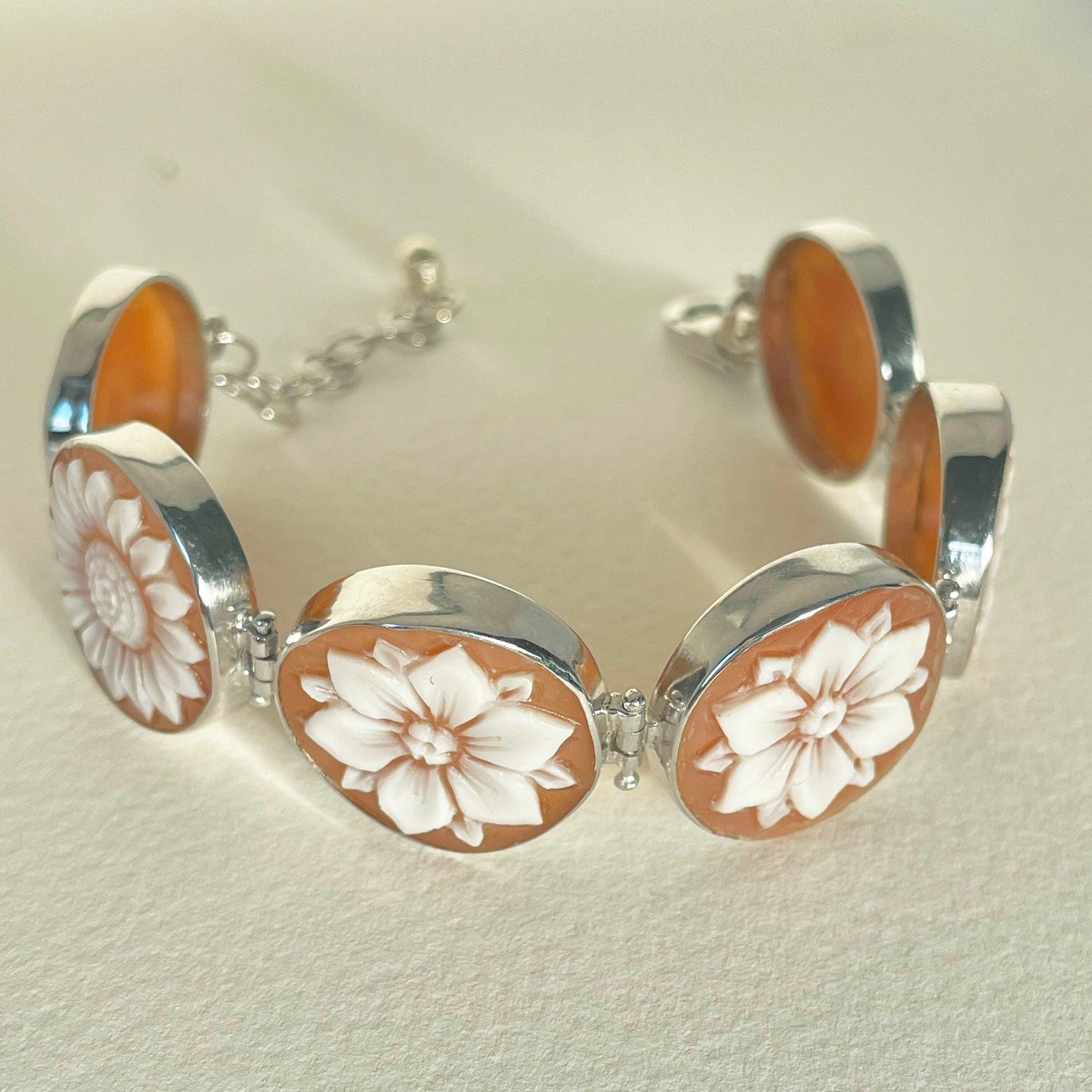 Cameo bracelet, handmade jewelry, wedding anniversary gift, Flower Bracelet, Friendship, custom gifts, made in Italy, bridal jewelry, mom