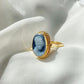 Blue cameo ring, 18k gold ring, adjustable ring, silver sterling 925, gift for her, made in Italy, blue cameo ring, antique cameo ring, mom