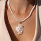 Floral Rose cameo freshwater pearls necklace, personalised gift for her, bridal necklace, wedding, genuine Italian cameo, dainty necklace
