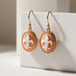 Fleur de Lis cameo earrings, 18K gold earrings, drop earrings, wedding and anniversary gift, bridal jewelry, camée, made in Italy, ITALY