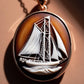 Sail Boat cameo necklace, nautical jewelry, sea lover necklace, man gift, genuine Italian cameo, vitage necklace, 18K gold plated, anchor