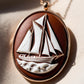 Sail Boat cameo necklace, nautical jewelry, sea lover necklace, man gift, genuine Italian cameo, vitage necklace, 18K gold plated, anchor
