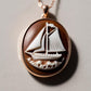 Sail Boat cameo necklace, nautical jewelry, sea lover necklace, man gift, genuine Italian cameo, vitage necklace, 18K gold plated, anchor