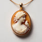 Cameo necklace, Lady and bird, personalised gift for her, bridal necklace, wedding, genuine Italian cameo, jewelry gift set, 18k gold, mom