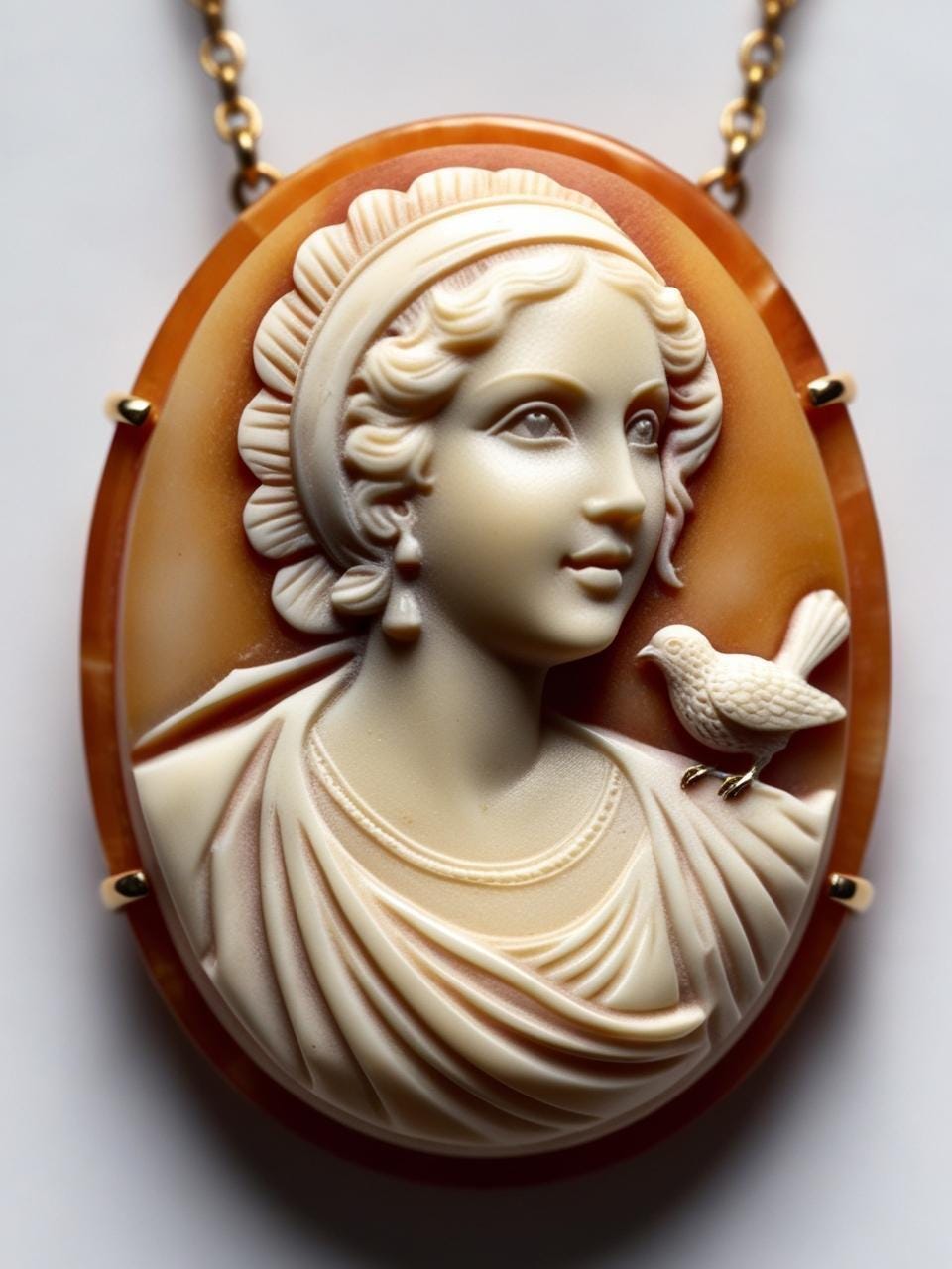 Cameo necklace, Lady and bird, personalised gift for her, bridal necklace, wedding, genuine Italian cameo, jewelry gift set