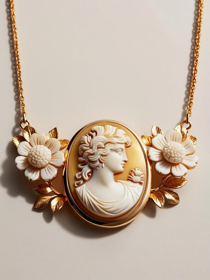 Bridal Cameo necklace, personalised gift for her, birth flower necklace, bridal necklace, wedding, genuine Italian cameo, jewelry gift set