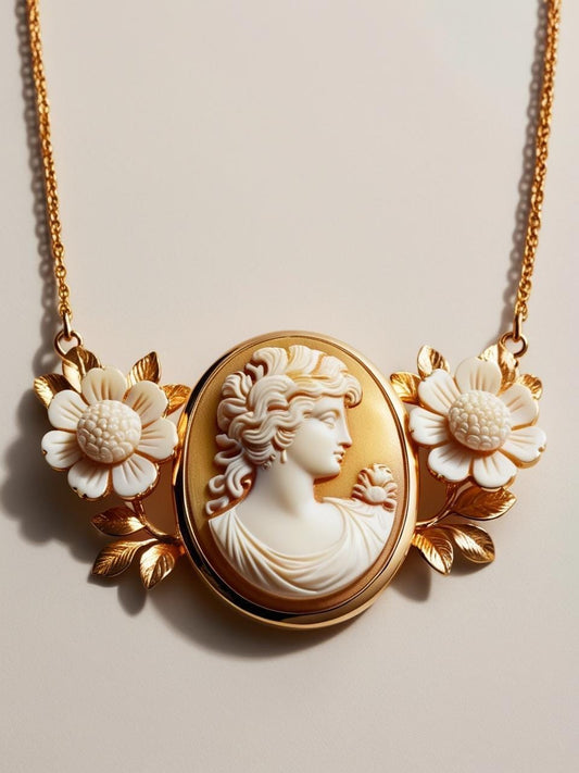 Bridal Cameo necklace, personalised gift for her, birth flower necklace, bridal necklace, wedding, genuine Italian cameo, jewelry gift set