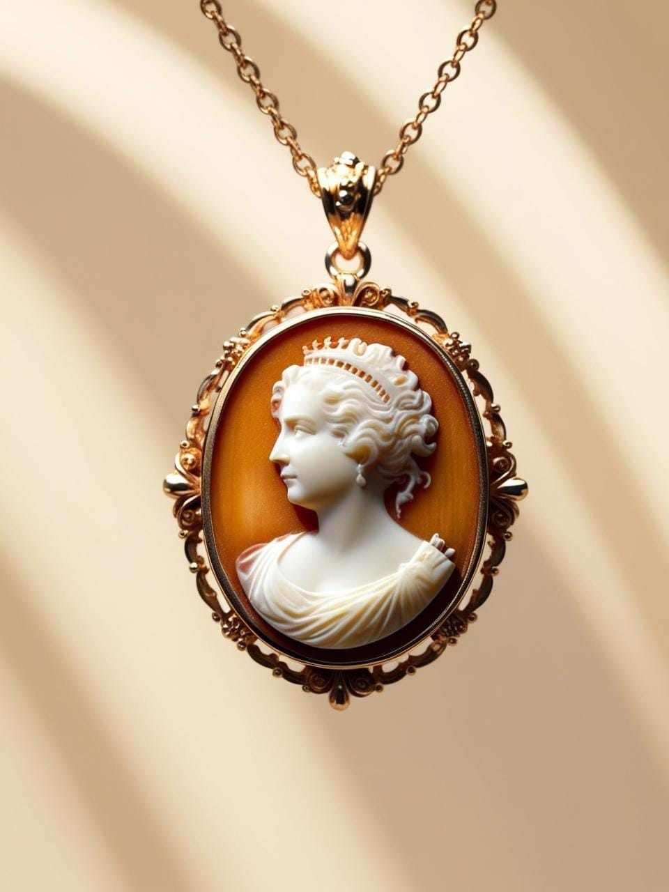 Queen Elizabeth cameo necklace, fall wedding jewelry, bridal necklace, wedding gift, genuine Italian cameo, vitage necklace, made in Italy