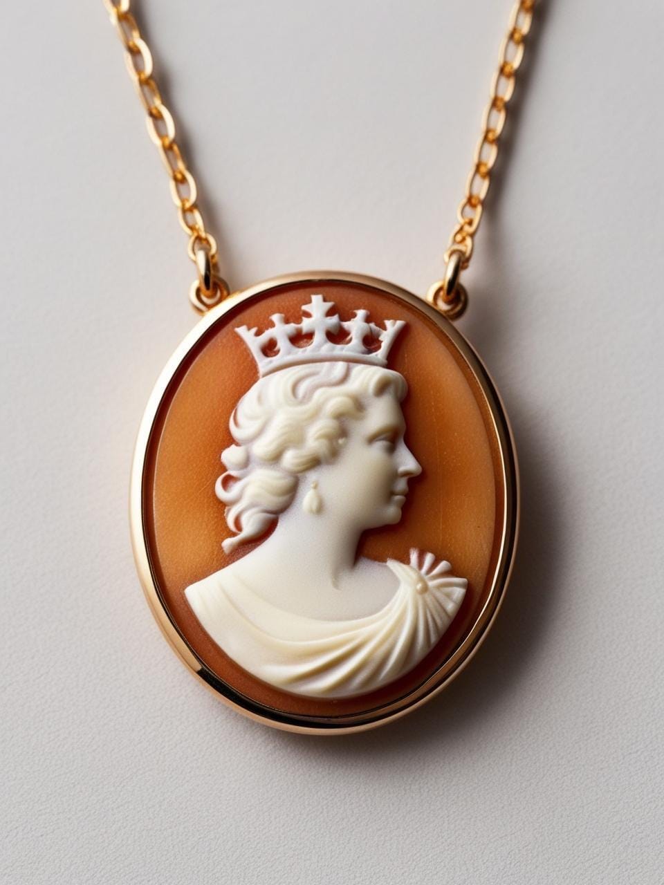 Queen Elizabeth cameo necklace, wedding jewelry, bridal necklace, wedding gift, genuine Italian cameo, vitage necklace, 18K gold plat, mom