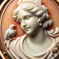 Cameo necklace, Lady and bird, personalised gift for her, bridal necklace, wedding, genuine Italian cameo, jewelry gift set, custom jewelry