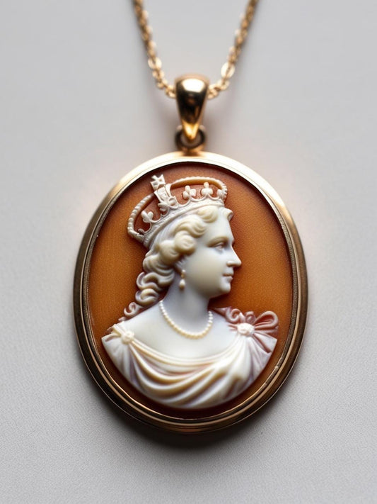 Queen Victoria cameo necklace, fall wedding jewelry, bridal necklace, wedding gift, genuine Italian cameo, vitage necklace, 18K gold plat