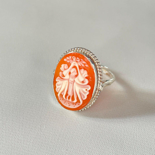 The Three Graces, cameo ring, silver sterling 925 adjustable band, waterproof ring, handmade cameo, genuine handmade in Italy, Charites ring