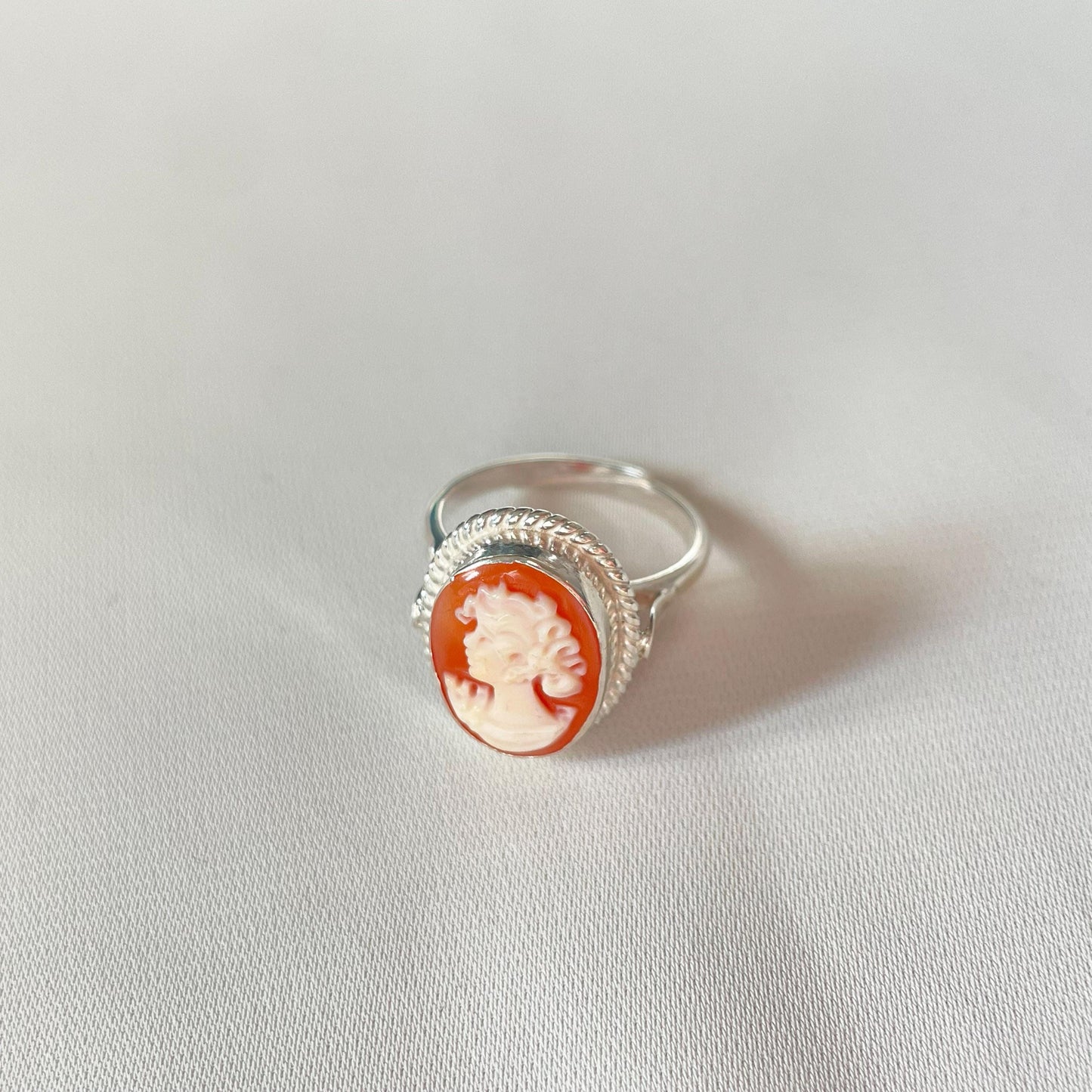 Cameo adjustable ring, Cameo Silver frame, handmade custom gift, midi ring, anniversary gift for her, made in Italy, mother jewelry, classic