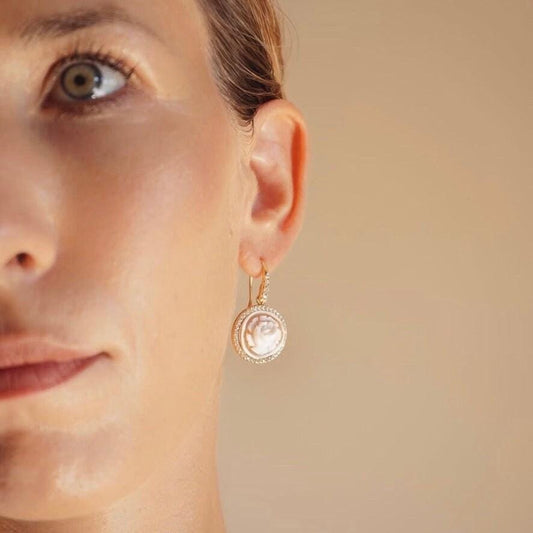 Silver Cameo earrings, drop earrings, glam earrings, wedding, anniversary gift, made in Italy, custom gift for her, bridal jewellery, cameo