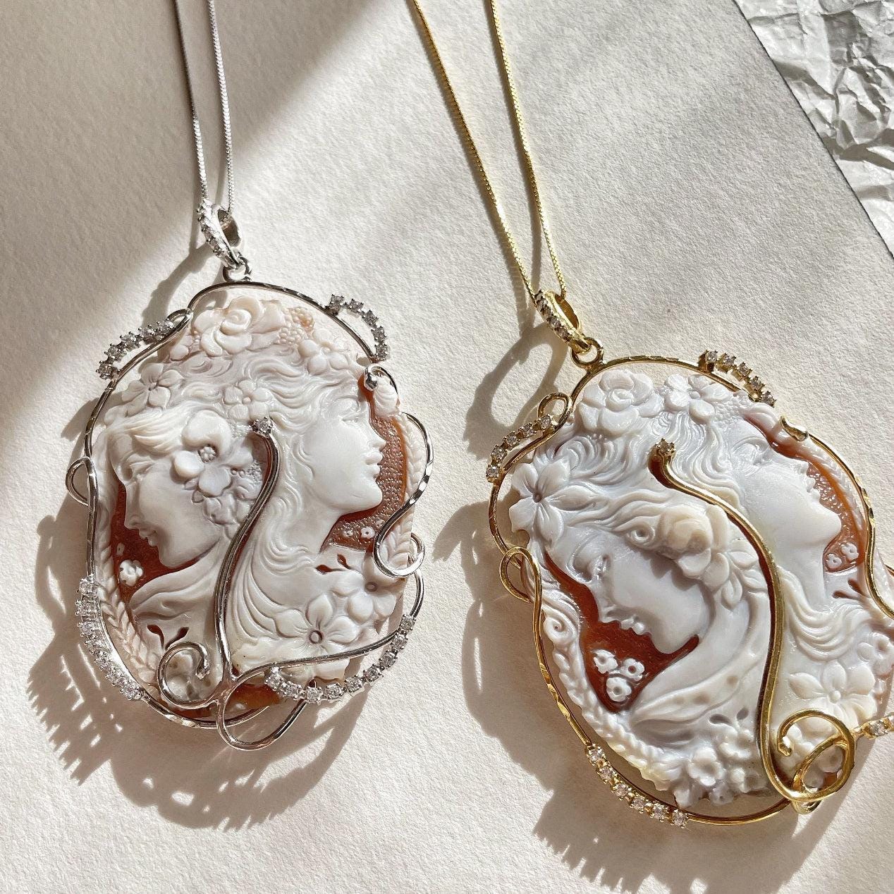 Genuine cameo jewelry necklace, made in Italy, silver sterling 925, personal gift for her, bridal wedding jewelry, personalised jewelry, mom