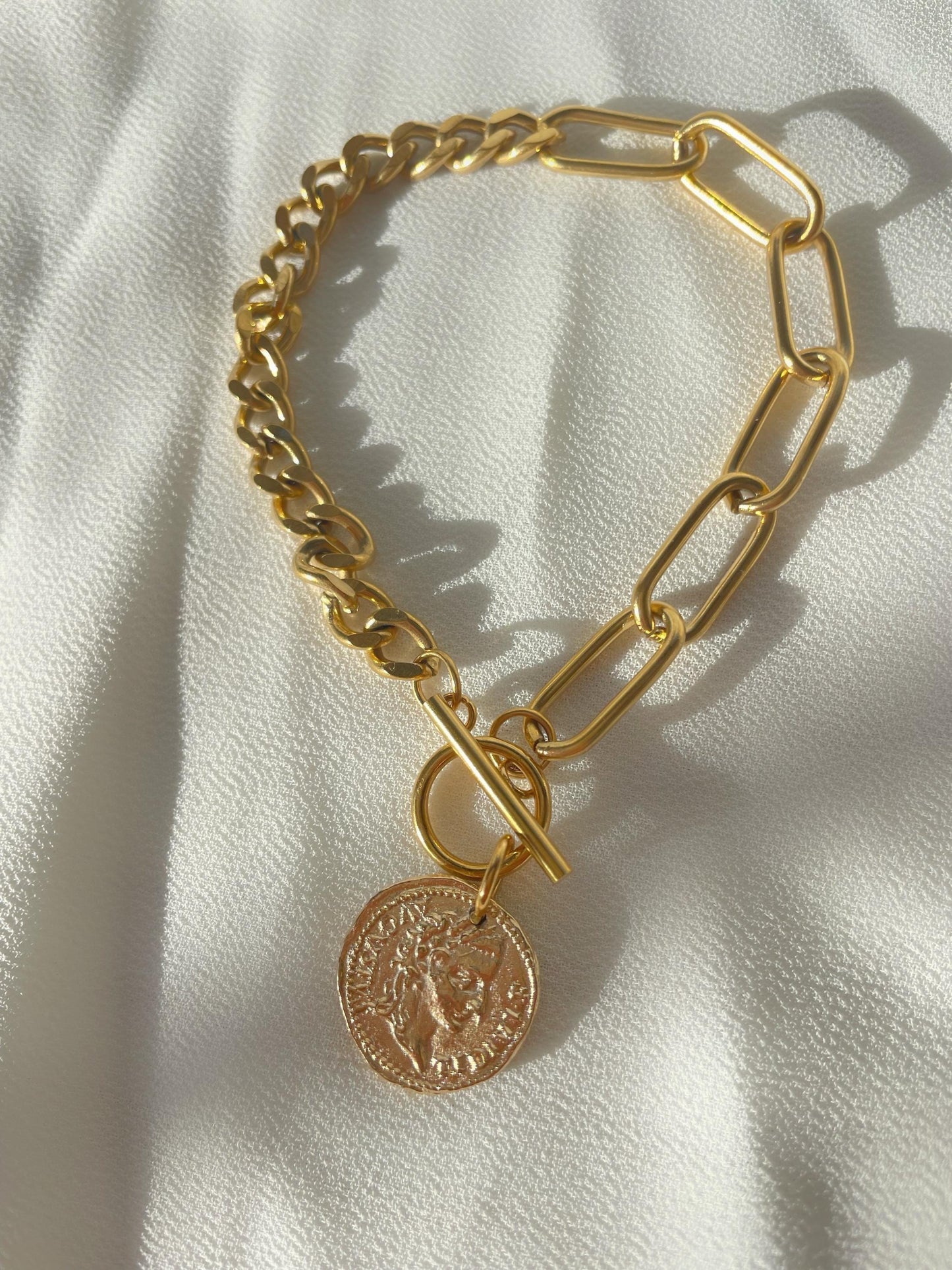 Roman Coin chain bracelet