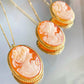 Classic Cameo set, 18K gold necklace, genuine cameo, handmade in Italy, sea shell cameo, wedding gift,  jewelry set, daughter gift, mum gift