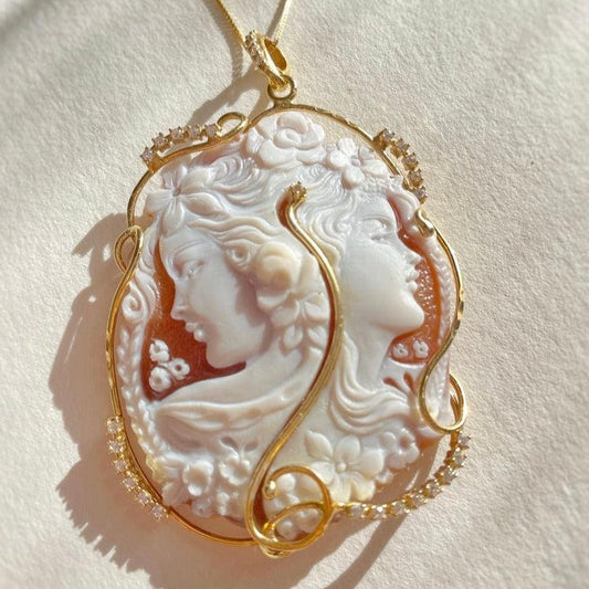 Cameo necklace, 18 karat gold jewelry, anniversary gift for her, wedding jewelry, free shipping, custom cameo, personalised, wedding fall