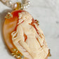 Lady and bird cameo necklace, personalised gift for her, bridal necklace, wedding, genuine Italian cameo, jewelry gift set, vintage cameo