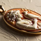Lady and bird cameo necklace, personalised gift for her, bridal necklace, wedding, genuine Italian cameo, jewelry gift set, vintage cameo