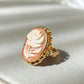 Rose Cameo Ring, Gold Silver Sterling 925, adjustable band, handmade from seashell, genuine Italian cameo, made in Italy,  waterproof ring