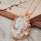 Genuine cameo necklace, medallion pendant, made in Italy, silver sterling 925, personalised gift for her, bridal, wedding jewelry, coral